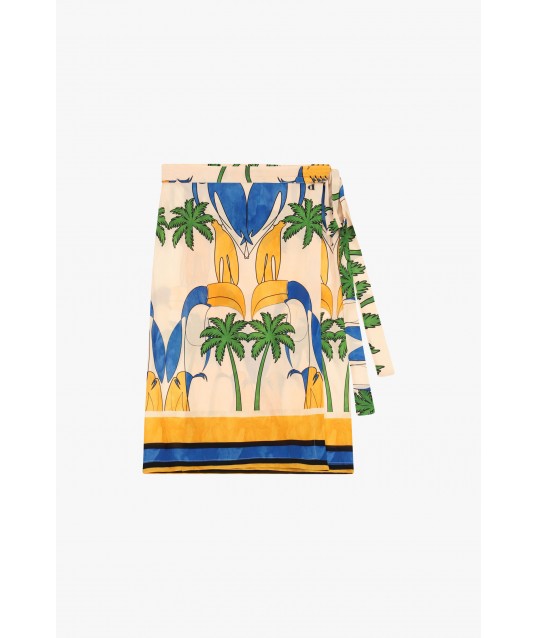 Jupe courte à motifs tropicaux avec nœud sur le côté « Dixie »