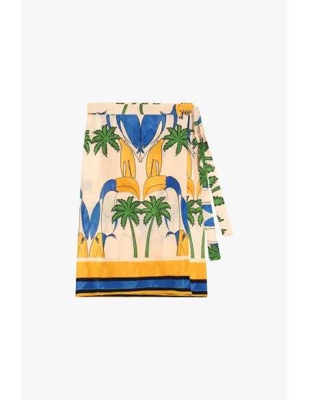Gonna Corta Fantasia Tropicale Con Nodo Laterale Dixie