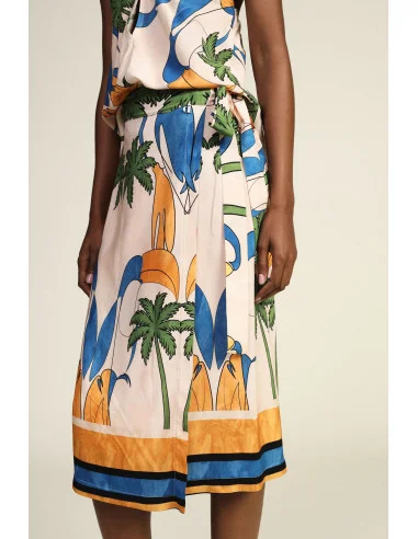 Jupe courte à motifs tropicaux avec nœud sur le côté « Dixie »