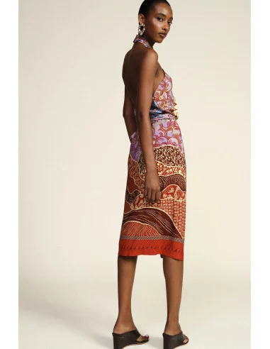 Jupe midi à motifs avec imprimé graphique et ceinture Dixie