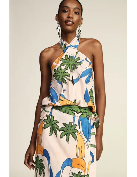 Dixie Floral Print High-Neck Top