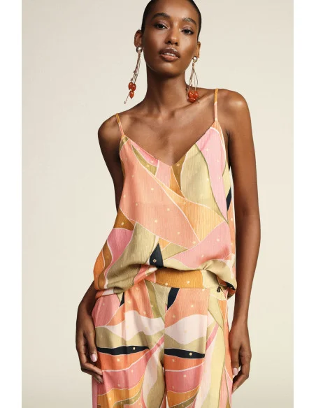 Top with Thin Straps and Abstract Print Dixie