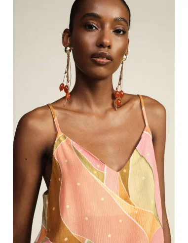 Top with Thin Straps and Abstract Print Dixie