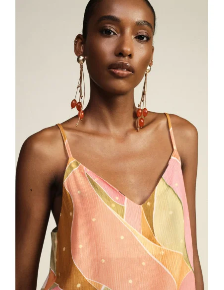 Top with Thin Straps and Abstract Print Dixie