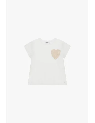 Short-Sleeve T-Shirt with Front Heart Embroidery Please