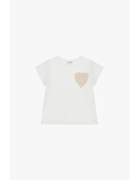 Short-Sleeve T-Shirt with Front Heart Embroidery Please