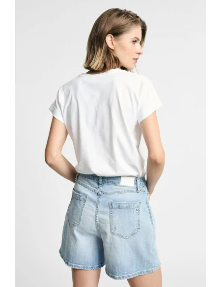 T-Shirt Maniche Corte Con Ricamo Cuore Frontale Please
