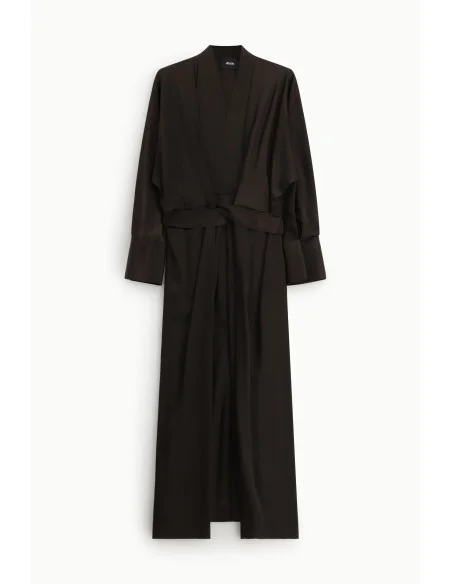 Dixie Long Dress with Knotted Belt and Wide Sleeves