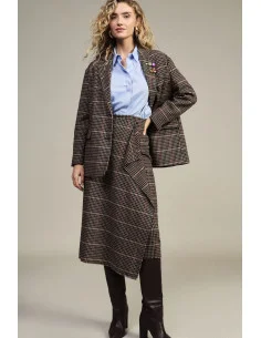 Dixie High-Waisted Houndstooth Midi Skirt