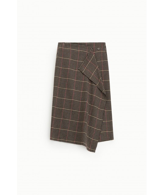 Dixie High-Waisted Houndstooth Midi Skirt