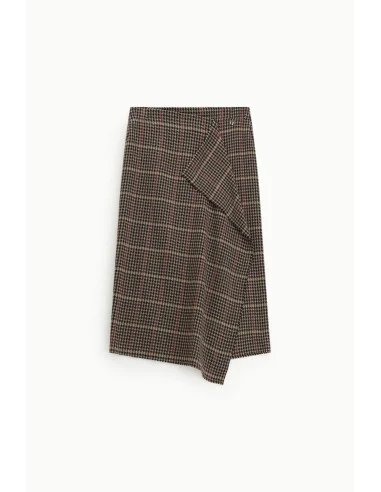 Jupe midi taille haute à motif pied-de-poule Dixie