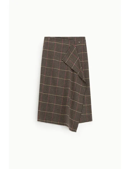 Dixie High-Waisted Houndstooth Midi Skirt