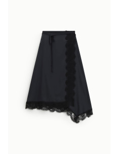 Jupe midi asymétrique avec bordure en dentelle Dixie