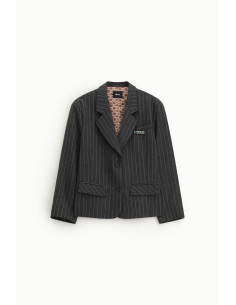 Blazer A Righe Con Tasche Frontali E Fodera Fantasia Dixie