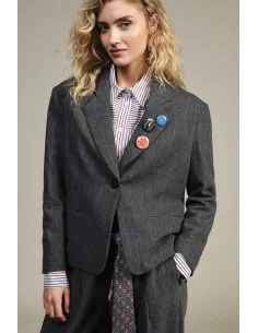Blazer à boutons et broches décoratives, motif à rayures « Dixie »