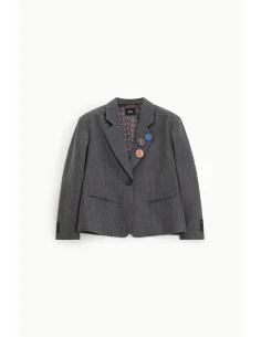 Dixie Striped Pattern Blazer with Decorative Buttons and Pins 2