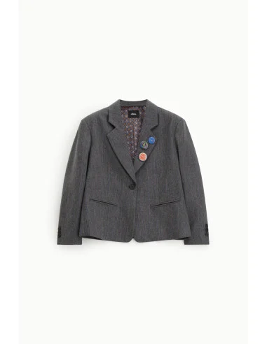 Blazer Con Bottoni E Spille Decorativi Fantasia A Righe Dixie