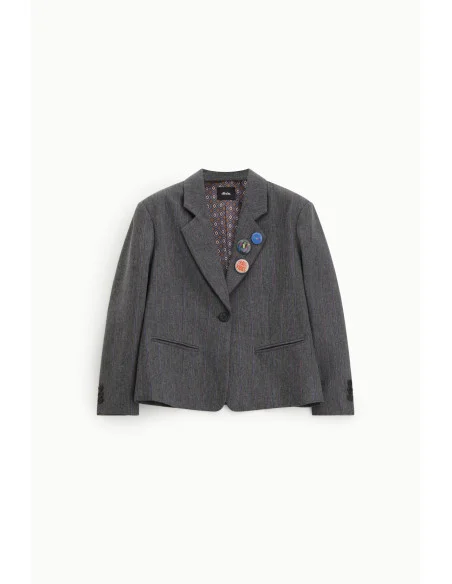 Blazer Con Bottoni E Spille Decorativi Fantasia A Righe Dixie