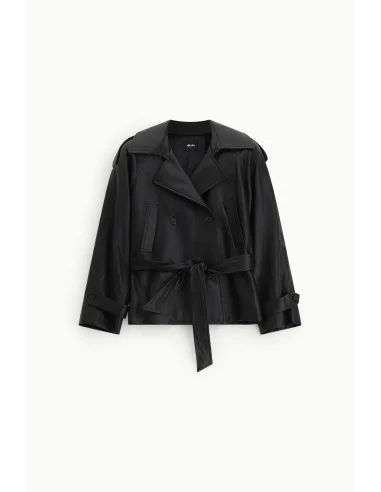 Short Trench Coat with Belt and Dixie Lapels