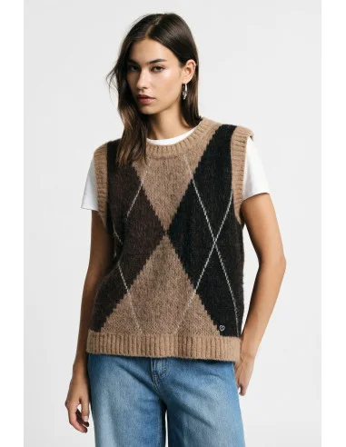 Pull à motif argyle et encolure ronde Please