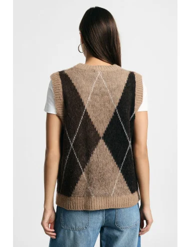 Argyle-Patterned Round-Neck Jumper – Please