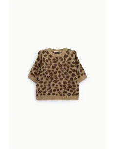 Pull à imprimé animalier avec manches au coude « Please » 2
