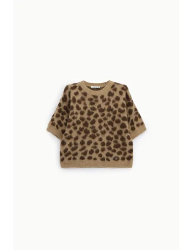 Animal Print Sweater with Elbow-Length Sleeves – Please