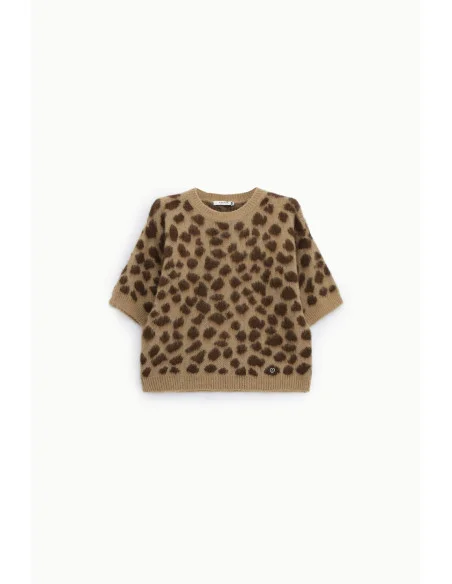 Maglione Stampa Animalier Con Maniche Al Gomito Please