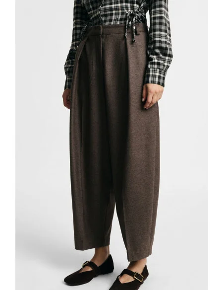 High-waisted Palazzo Trousers with Pleats – Please