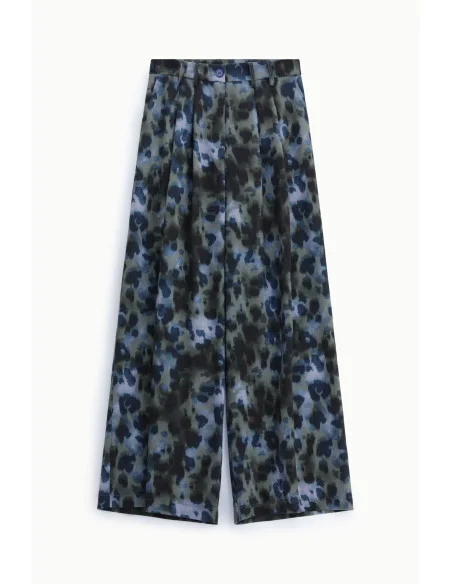 Pantaloni Palazzo Fantasia Maculata A Vita Alta Please