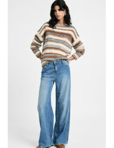 Jeans Gamba Ampia Con Fondo Sfrangiato Please