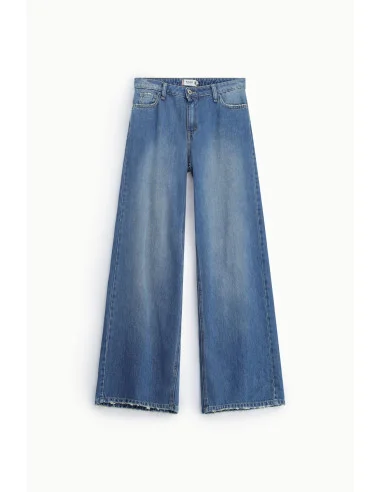 Jeans Gamba Ampia Con Fondo Sfrangiato Please