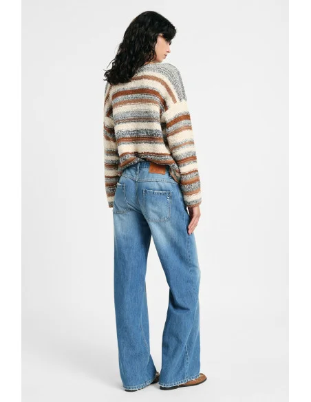 Jeans Gamba Ampia Con Fondo Sfrangiato Please