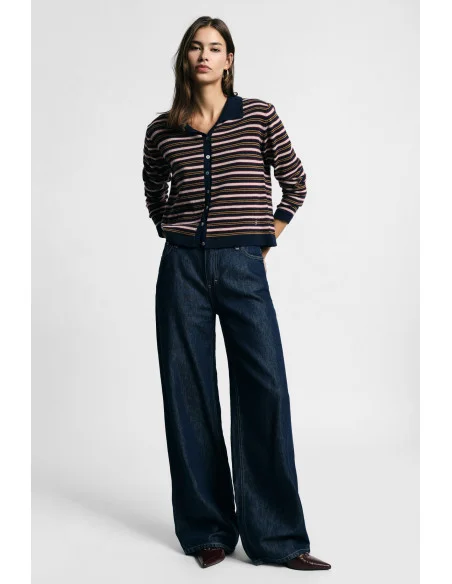 Jeans A Gamba Larga Con Cuciture A Contrasto Please