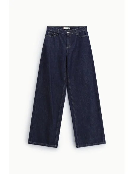 Jeans A Gamba Larga Con Cuciture A Contrasto Please