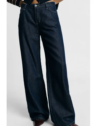 Jean à jambes larges avec coutures contrastantes Please