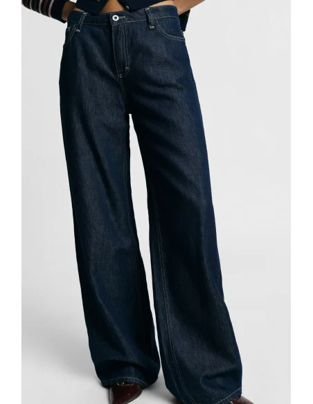 Jean à jambes larges avec coutures contrastantes Please