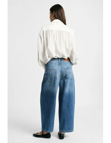 Jean à jambes larges avec surpiqûres contrastantes Please
