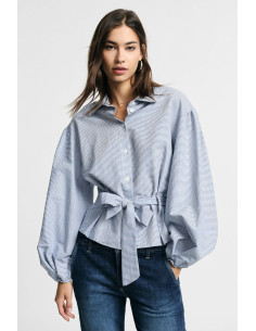 Chemise à rayures avec manches larges et ceinture Please