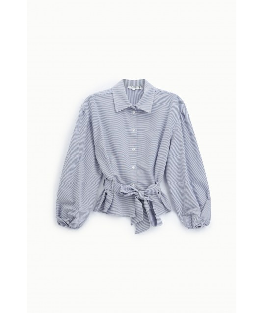 Striped Shirt with Wide Sleeves and a Belt – Please