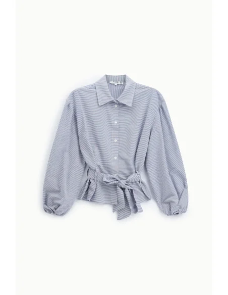 Striped Shirt with Wide Sleeves and a Belt – Please