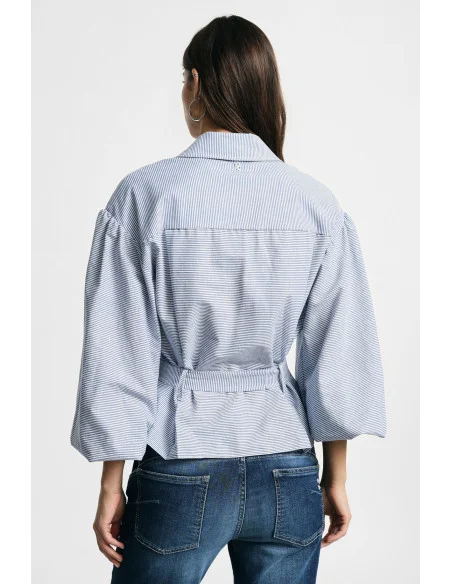 Camicia A Righe Con Maniche Ampie E Cintura Please