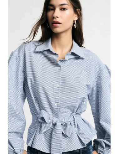Camicia A Righe Con Maniche Ampie E Cintura Please