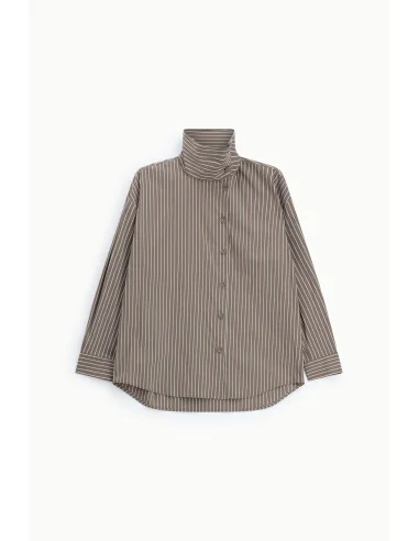 Camicia A Righe Con Collo Alto E Maniche Lunghe Please
