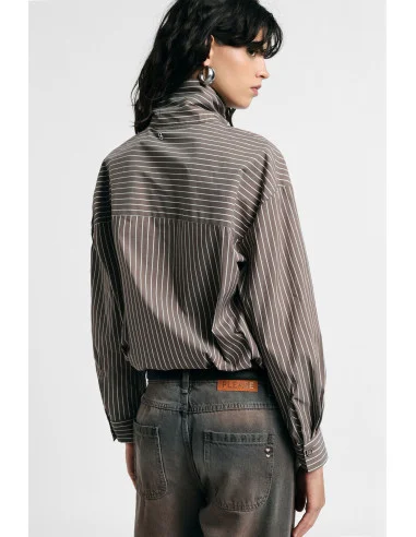 Striped Shirt with a High Collar and Long Sleeves, Please