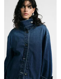 Giacca Denim Corta Con Collo Alto E Bottoni Please