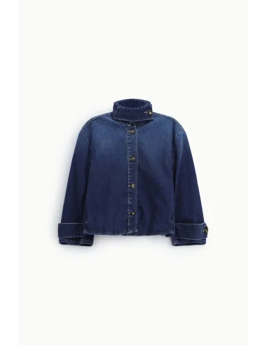 Giacca Denim Corta Con Collo Alto E Bottoni Please