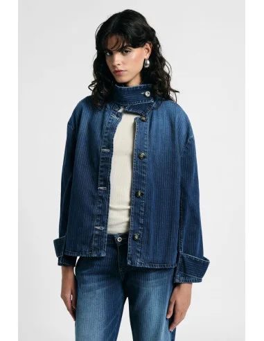 Giacca Denim Corta Con Collo Alto E Bottoni Please