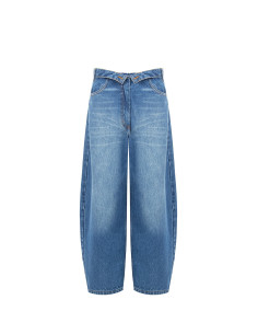 Rinascimento Distressed Balloon Jeans with Turn-up Waist