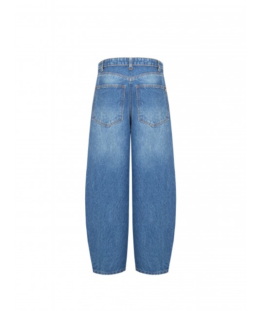 Rinascimento Distressed Balloon Jeans with Turn-up Waist